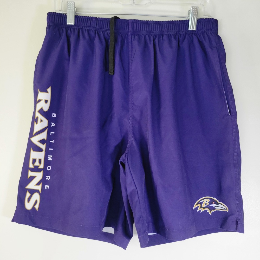 NFL Team Apparel Baltimore Ravens Purple Swim Trunks Mens Large L Board Shorts